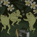 Frogs Dancing with Boombox (Muted Green)