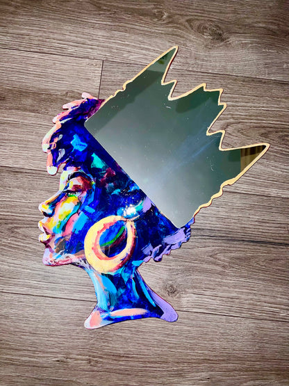 CROWNED — 16” × 18” Original Mixed Media Mirror Art