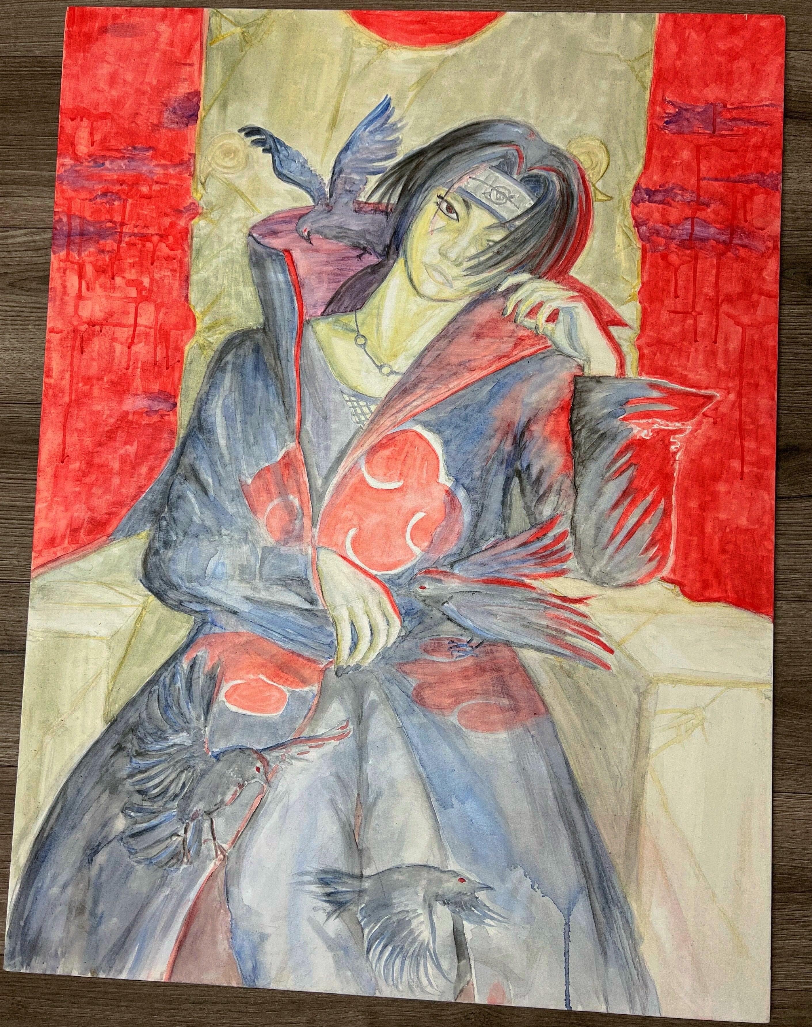 Naruto Itachi Inspired Watercolor Artpiece